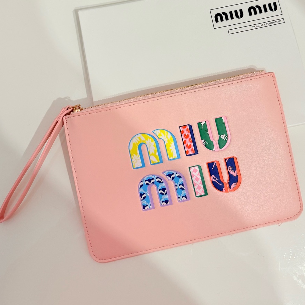Miu Miu Pink Pouch with Vibrant Logo